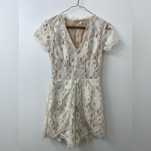 White lace short-sleeve romper